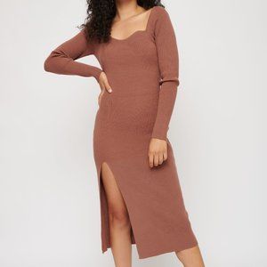 (NWT) Dynamite - brown bardot sweater dress (large)